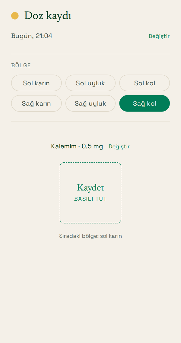 BeSummer doz kaydı ekranı